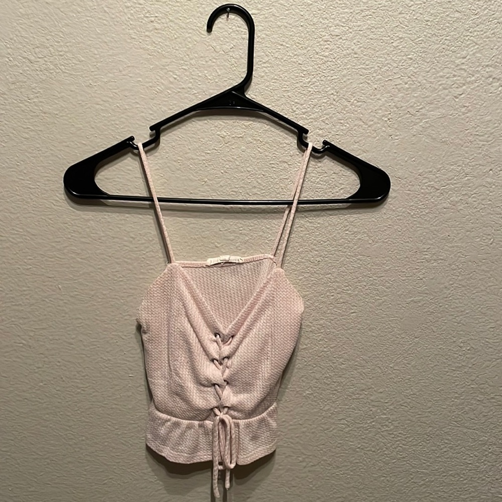 Baby pink front tie tank top